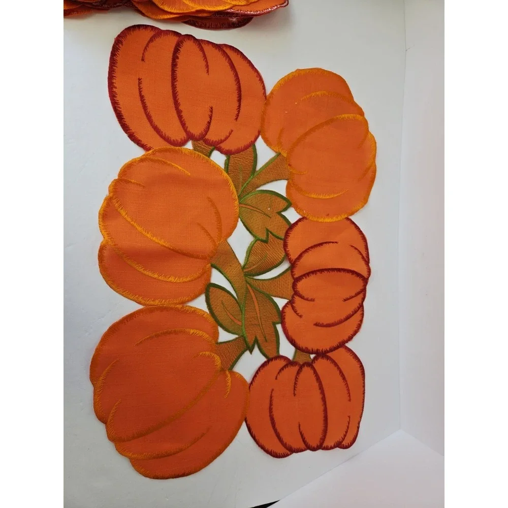 Design Imports pumpkin Halloween‎ Fall large fabric placemat set of 4 NEW